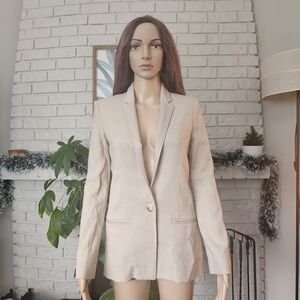 Helmut Lang Blazer Beige Tan  Women's Leather Detail